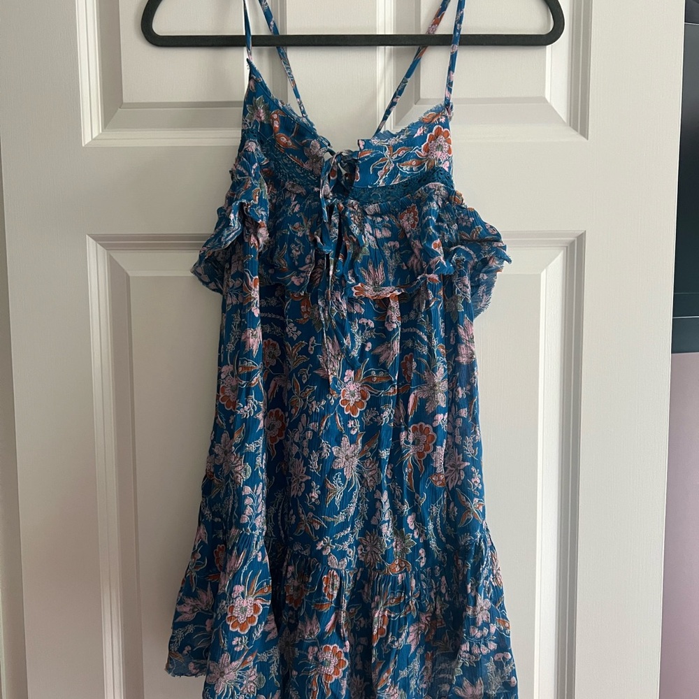 Free People Vibrant Blue Floral Dress